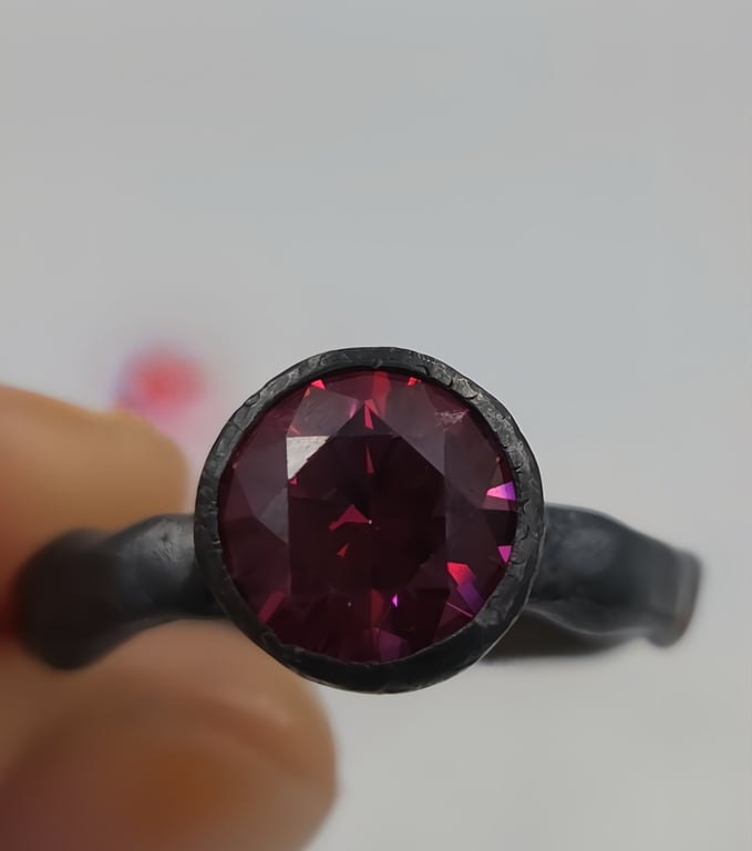 Rosy Radiance Forged Silver Ring