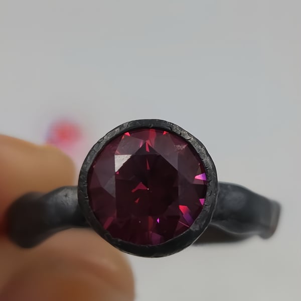 Rosy Radiance Forged Silver Ring