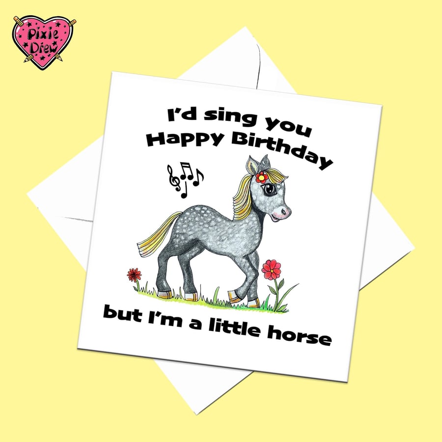 Funny Horse Happy Birthday Card