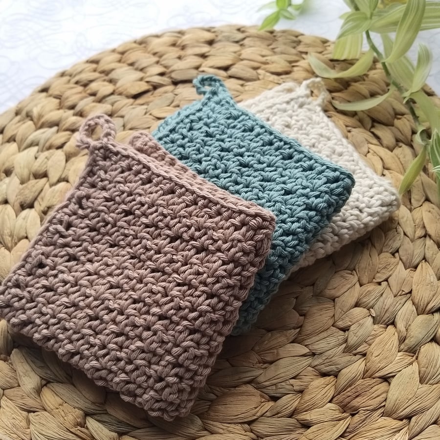 Crochet Cotton Wash Cloths Dish Cloths Free P&P