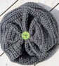 Crochet Slouch Beanie Hat (Grey) - Image 4