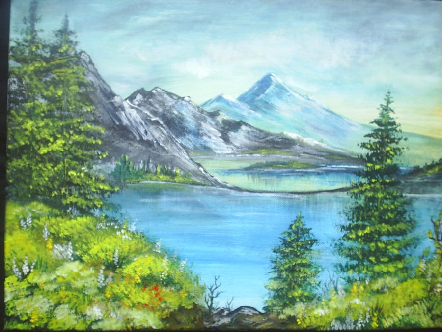 Art painting 16x12"  original paintings acrylic landscape ref 159