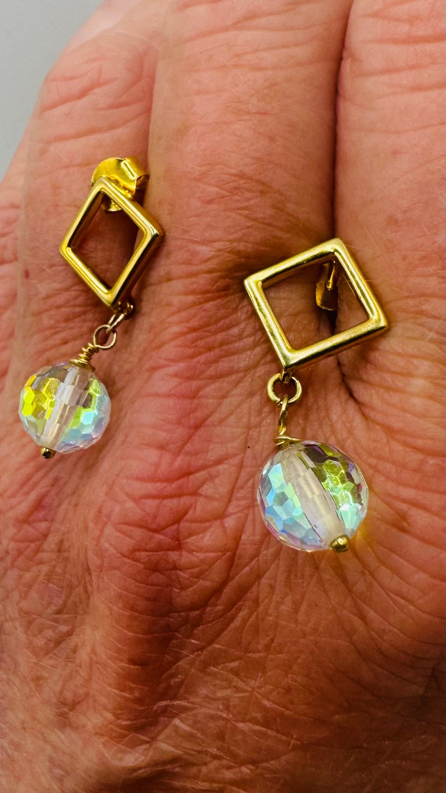 Fieldlight Drops – Gold and Aurora Crystal Earrings