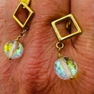 Fieldlight Drops – Gold and Aurora Crystal Earrings