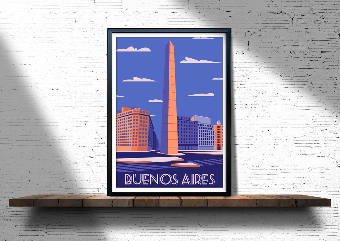 Buenos Aires retro travel poster, Buenos Aires city print, Argentina travel art