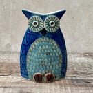 Owl pottery vase hand built stoneware pot