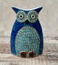 Owl pottery vase hand built stoneware pot