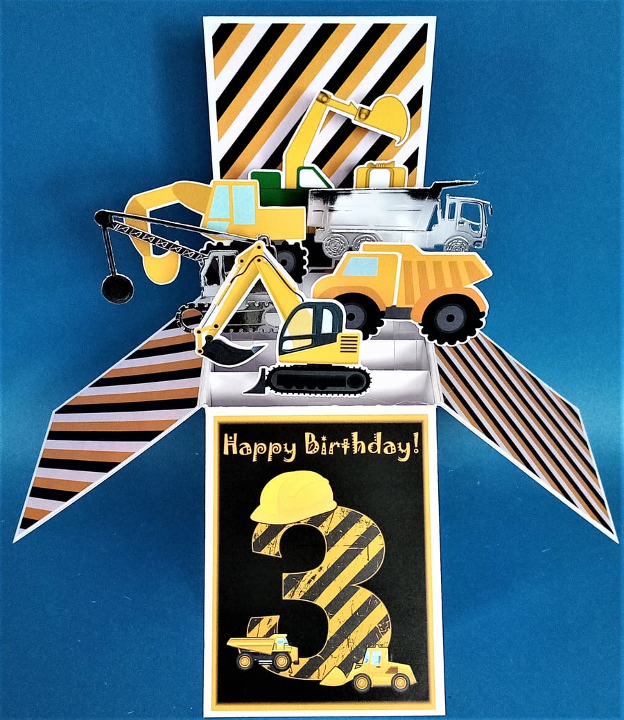 3rd Birthday Card with Diggers