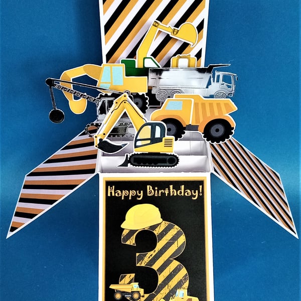 3rd Birthday Card with Diggers