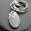Silver and White Coloured Polymer Clay Pendant