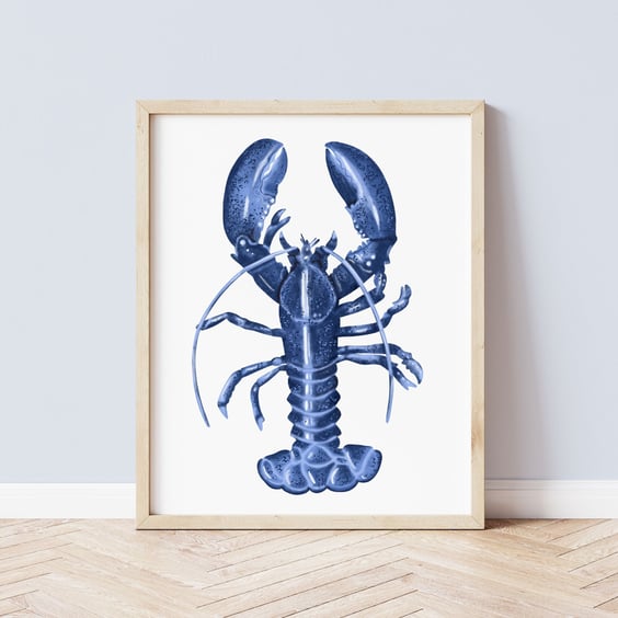 Cornish Blue Lobster Art Print, Cornwall Gifts