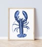 Cornish Blue Lobster Art Print, Cornwall Gifts - Image 1