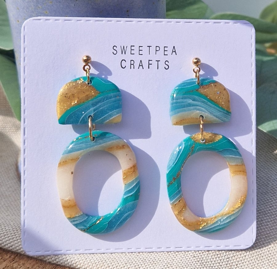 Polymer Clay Earrings: Shoreline 