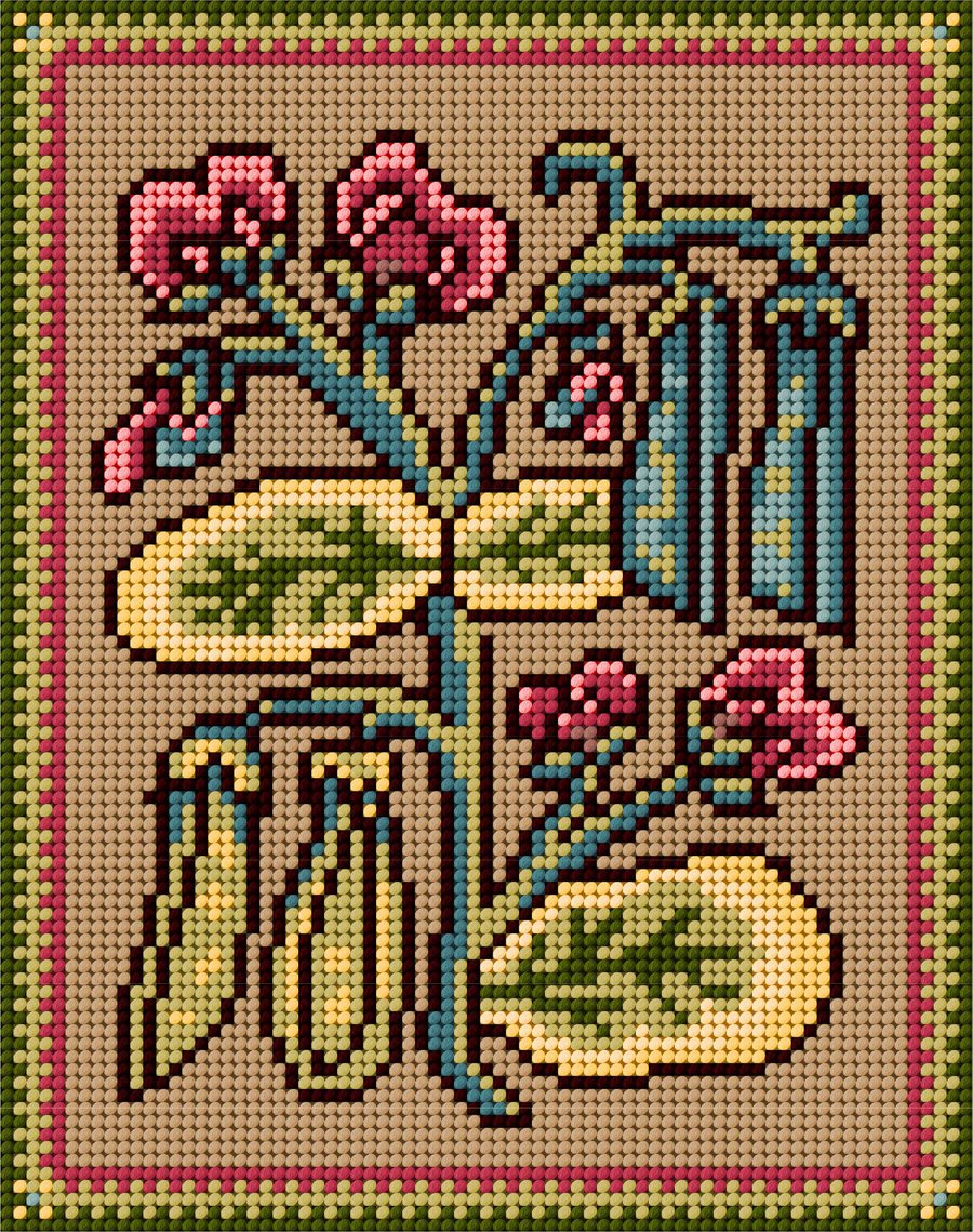 Sweet Peas, Petit Point, Kit, Needlepoint, Cushion, Picture, Historical, Small, 