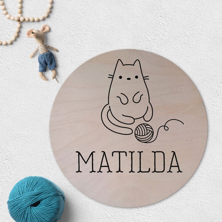 Cat Wooden Circle Wall Plaque