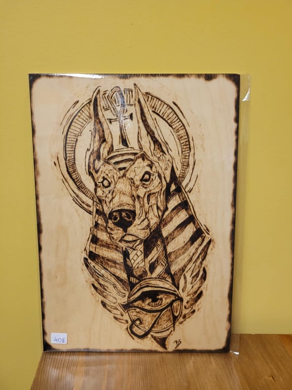Anubis Wood Burn Art