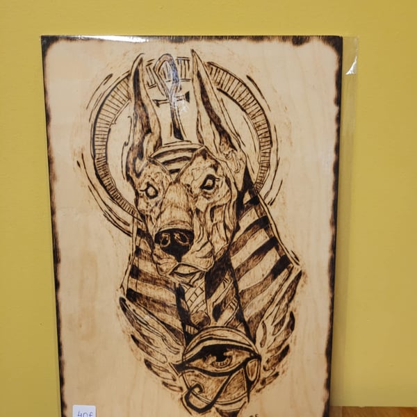 Anubis Wood Burn Art