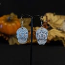 Large handmade silver sugar skull earrings