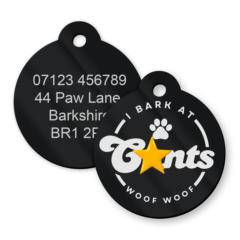 I Bark At C'nts - Personalised Dog ID Collar Tag: Rude Funny Custom Pet Tag