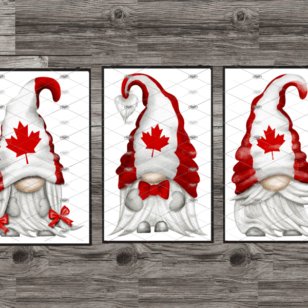 Maple Leaf Flag Gnome Prints, Set Of 3 Canada Gonk Prints, Gnome Custom Prints