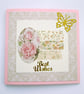 Pink floral vintage rose best wishes card for any occasion 