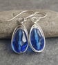 Cobalt blue teardrop earrings, Sterling silver ear wires - Image 5