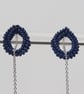 Dark Blue Teardrop Threader Earrings - Image 6