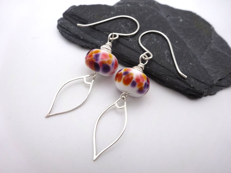 lampwork glass lantern earrings
