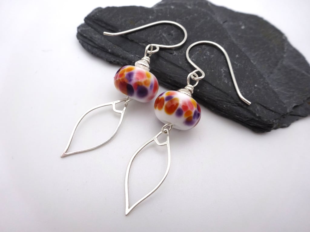 lampwork glass lantern earrings