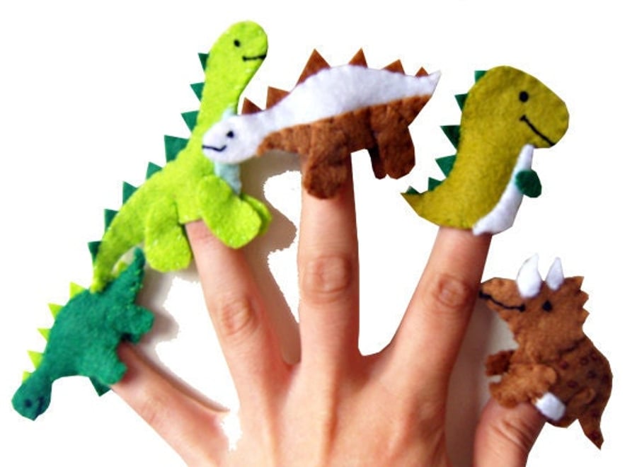 Dinosaur Finger Puppets, Stocking Filler, Kids Toys, Dinosaur Gift
