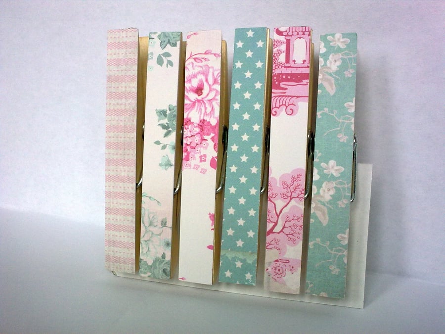 Tilda Clothespins Card Pegs Fridge Magnets Magnetic Pink Blue Mix