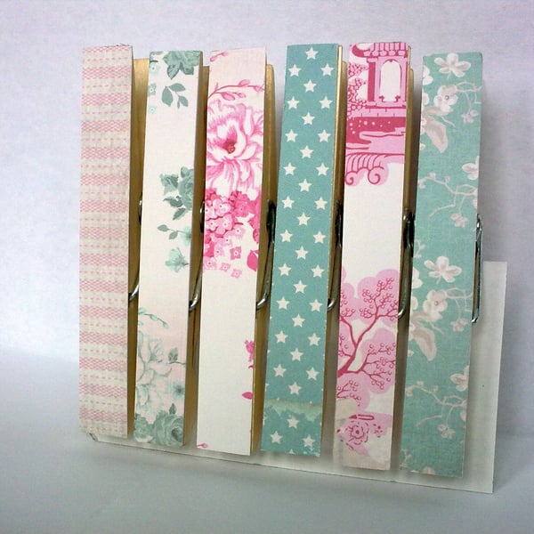 Tilda Clothespins Card Pegs Fridge Magnets Magnetic Pink Blue Mix