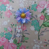 Forget-Me-Not BLUE DAISY PIN Spring Wedding Lapel Flower Brooch HAND PAINTED