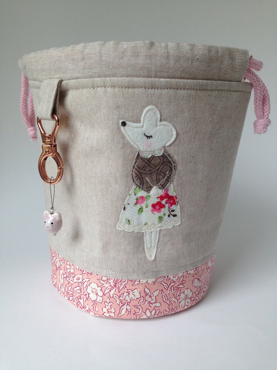 Cute Matilda Mouse sock knitters bag
