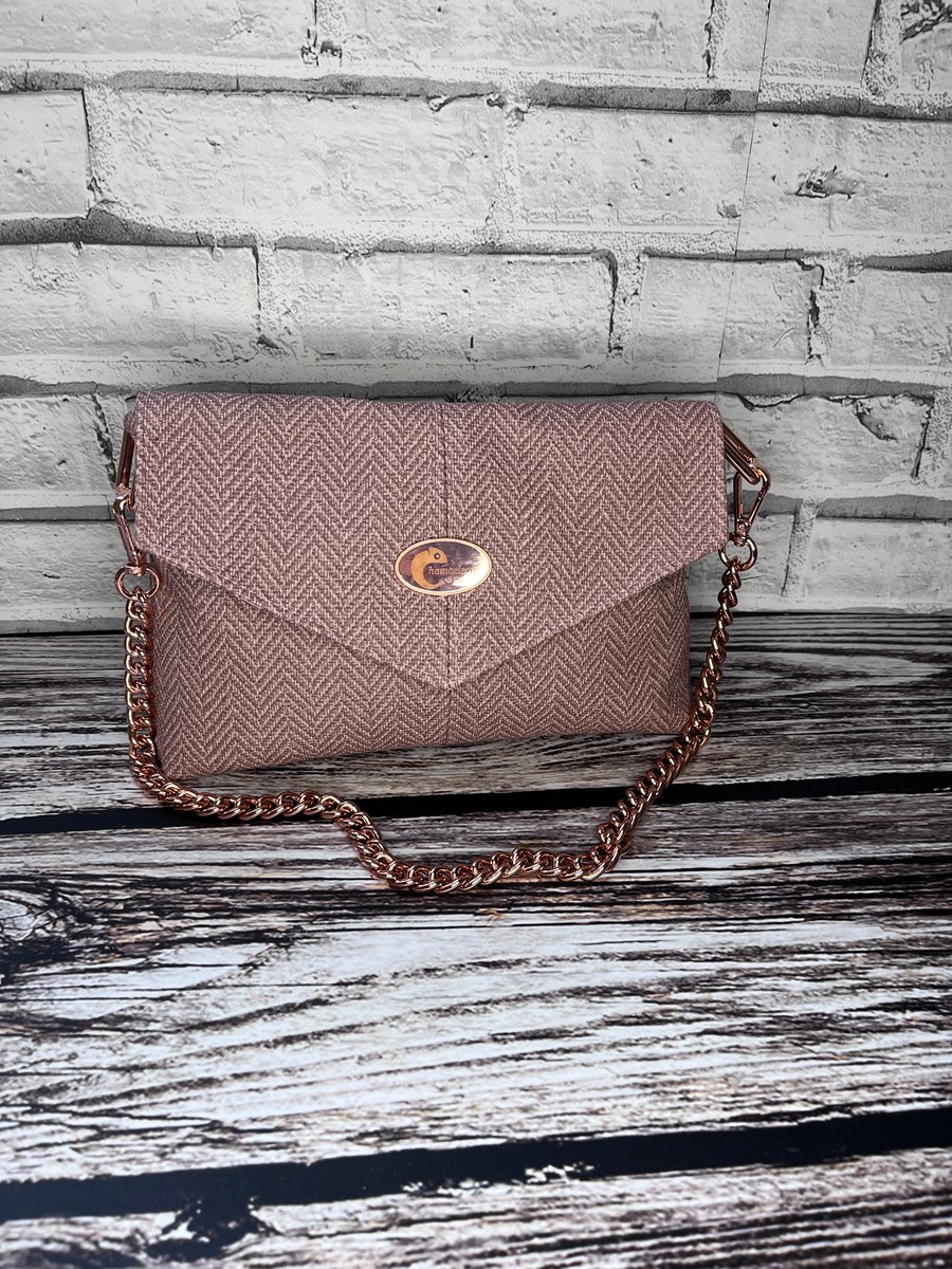 Rose Gold faux leather shoulder bag