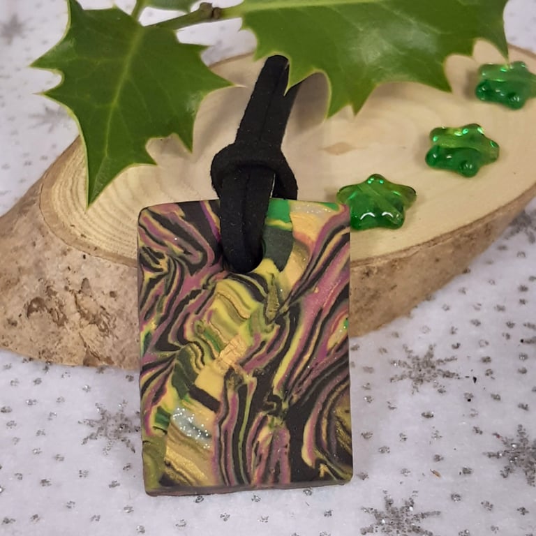 Rectangular polymer clay pendant