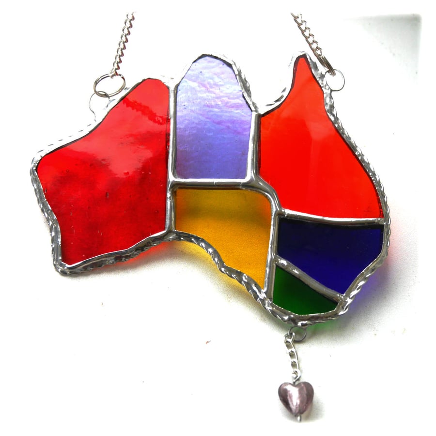  Australia Suncatcher Stained Glass Rainbow Map Oz 014