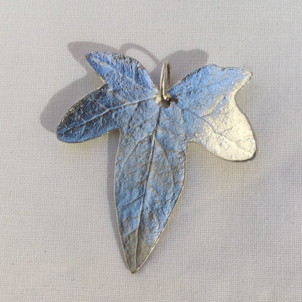 Ivy leaf pewter pendant necklace with sterling silver chain