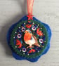 Hand Embroidered Robin Hanging Decoration  - Image 1