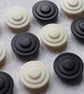 22.4mm 36L Vintage Casein buttons Cream and Black - Image 1