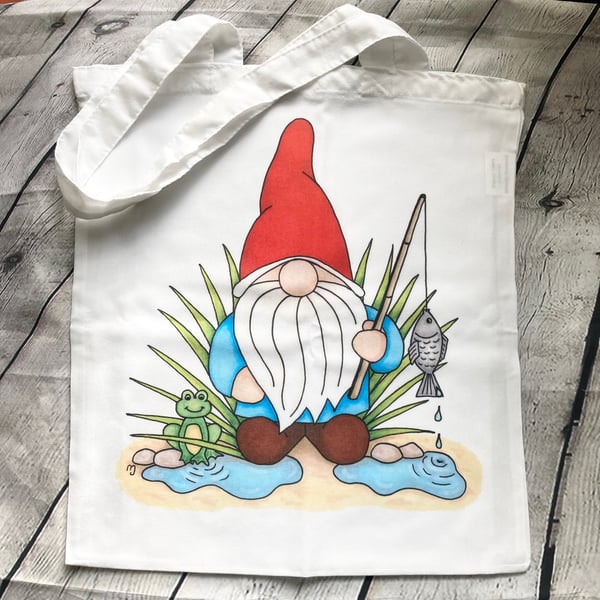 Perfectly Imperfect - ‘Norm’ the Fishing Gnome Tote Bag