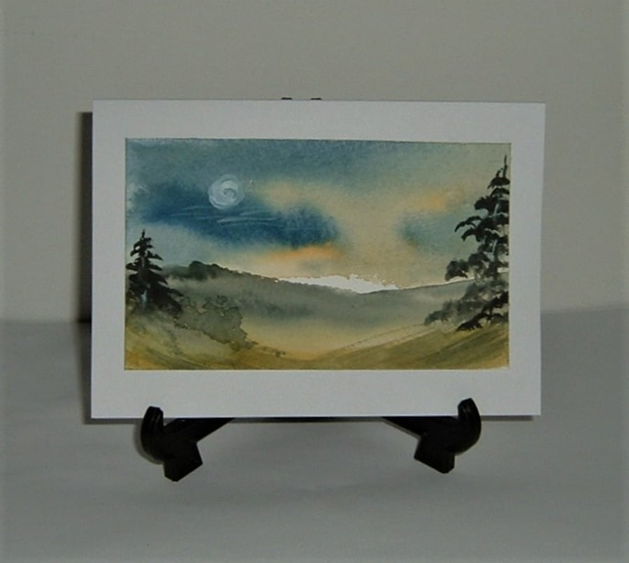 landscape hand painted original art greetings card ( ref F 899 )
