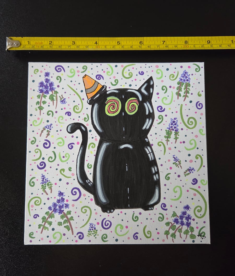 Nipfest original painting - Balloon cat catnip