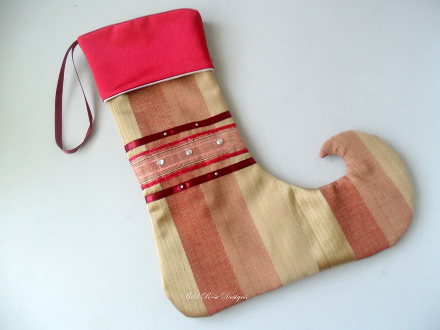  Christmas Stocking in a red and gold stripe