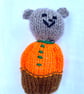 Companion bear, mini hand knitted bear in bed - Image 3