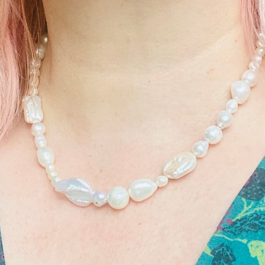 Baroque pearl necklace - ivory - BPBN03