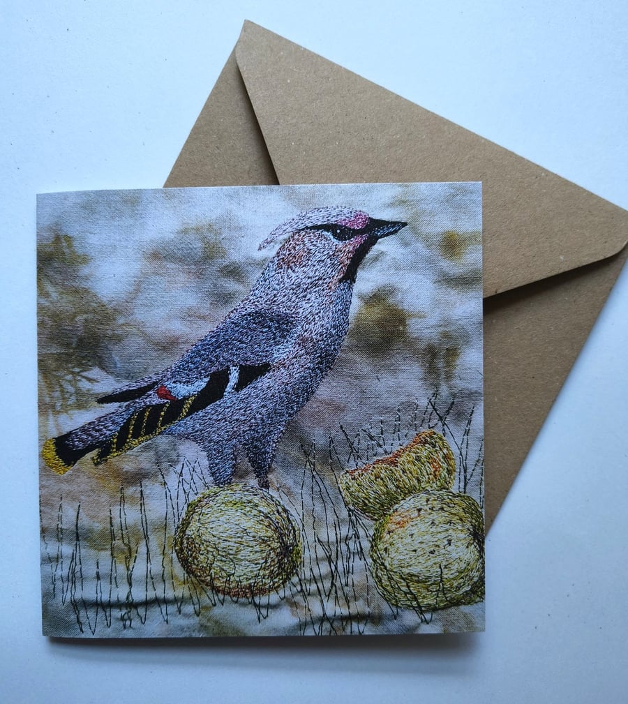 Fallen Feast: Waxwing Greetings Card