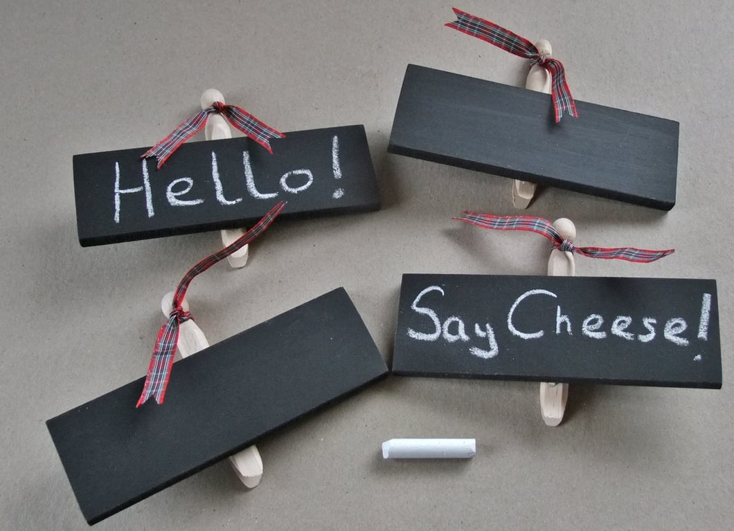 WOODEN CHALKBOARDS ON PEGS FOR FLORIST, MARKET STALL, CAR BOOT, WEDDING