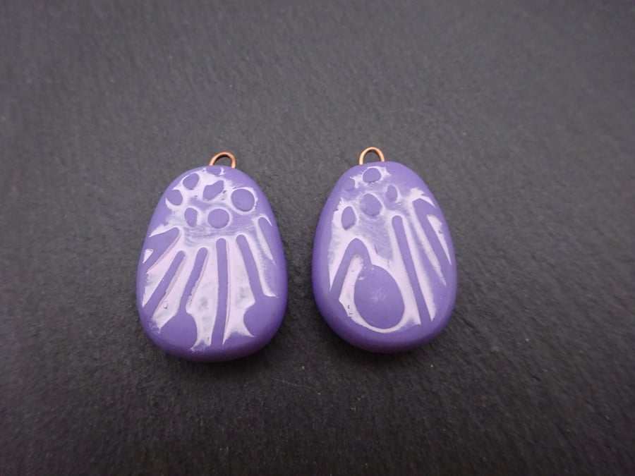 purple polymer clay charms
