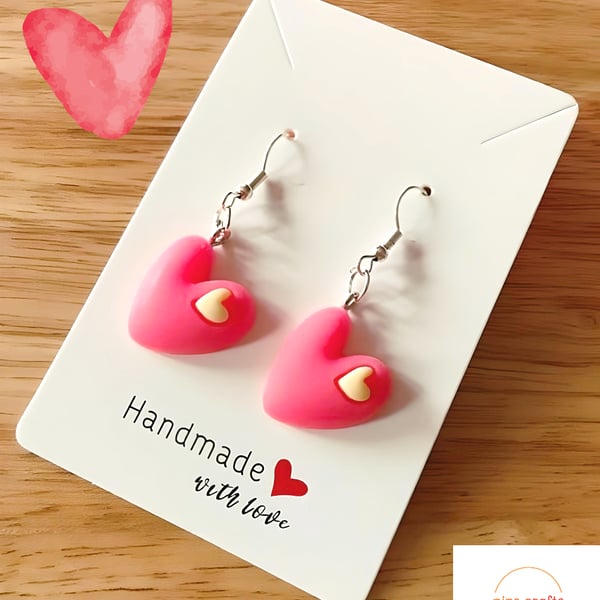 Quirky & Fun Love Heart Earrings - 925 Silver Hooks, Jewellery